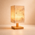 Candeeiro de Mesa Chinês com Abajur de Linho