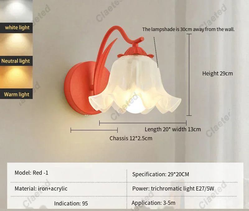 Lâmpada de Parede Flor Estilo Campo