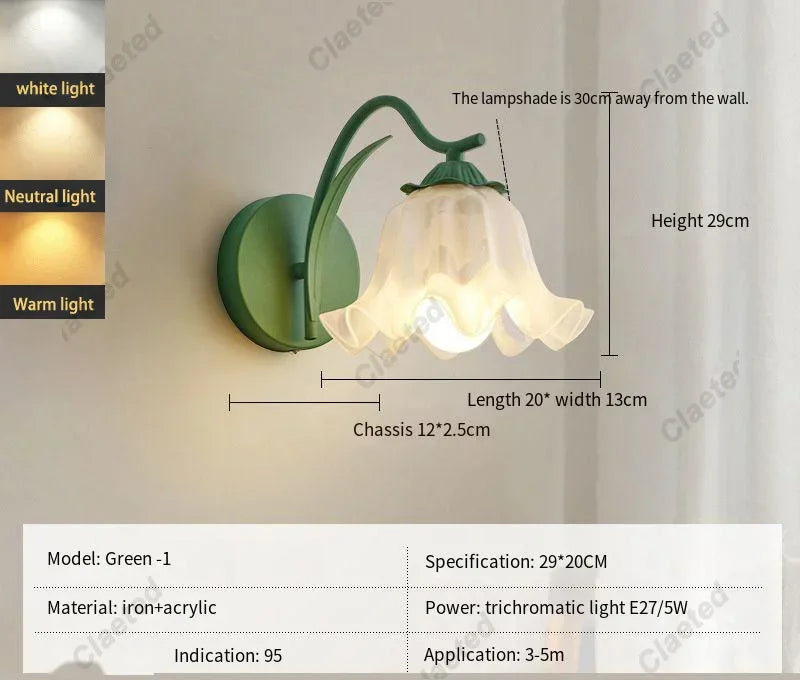 Lâmpada de Parede Flor Estilo Campo